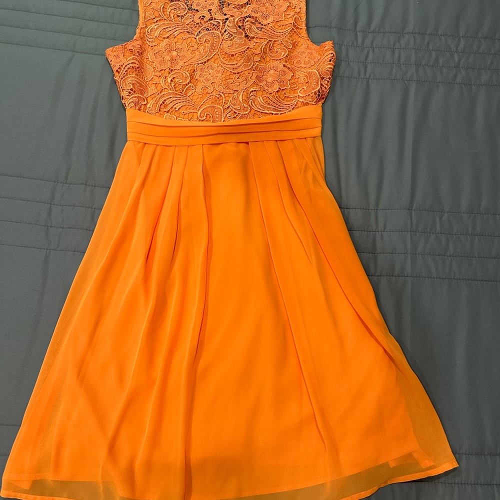 Elegant Orange Lace Dress